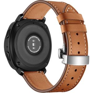 22mm For Huawei Watch GT2e / GT2 46mm Leather Butterfly Buckle Strap Silver Buckle(Brown)