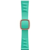 Modern Style Silicone Replacement Strap Watchband For Apple Watch Series 7 & 6 & SE & 5 & 4 40mm  / 3 & 2 & 1 38mm  Style:Rose Gold Buckle(Mint Green)