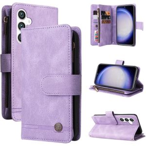 Voor Samsung Galaxy S23 FE 5G Skin Feel Multi-Card Wallet Rits lederen telefoonhoes