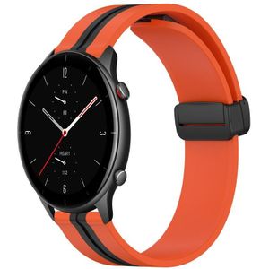 Voor Amazfit GTR 2e 22 mm opvouwbare magnetische sluiting siliconen horlogeband (oranje + zwart)