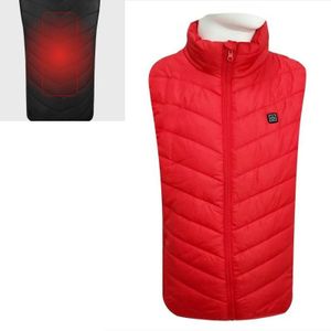 USB Security Smart Constant Temperature Fever Men Stand Collar Cotton Vest (Color:Red Size:XXXL)