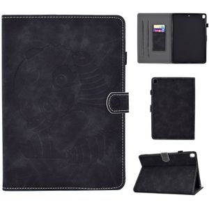 Embossing Sewing Thread Horizontal Painted Flat Leather Case with Sleep Function & Pen Cover & Anti Skid Strip & Card Slot & Holder(Black)