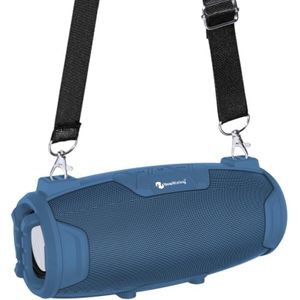 NewRixing NR3026M TWS Outdoor Portable K-song Wireless Bluetooth Speaker High-power Aduio Amplifer with Shoulder Strap & Microphone  Support TF Card / FM(Blue)