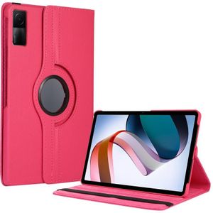 Voor Xiaomi Redmi Pad 10.61 360 graden rotatie Litchi textuur lederen tablethoes (roze rood)