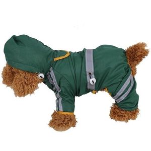 Waterdichte jas kleding modehuis dier regenjas puppy hond kat hoodie regenjas  maat: L (groen)