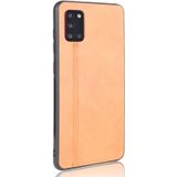 Voor Galaxy A31 Schokbestendige naaikoeienhuid PC + PU + TPU-behuizing(oranje)