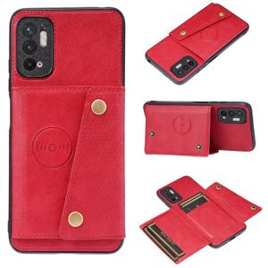 Voor Xiaomi Redmi Note 10 5G dubbele gesp PU + TPU schokbestendige magnetische beschermhoes met kaartsleuf & houder