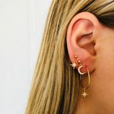 Ladies Crystal Earrings Stars The Moon Ear Ring Suit(Gold)