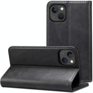 Voor iPhone 14 Calf Texture Horizontal Flip Leather Phone Case (Zwart)