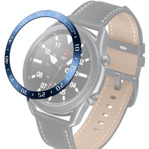 For Samsung Galaxy Watch 3 45mm Smart Watch Steel Bezel Ring  A Version(Blue Ring White Letter)
