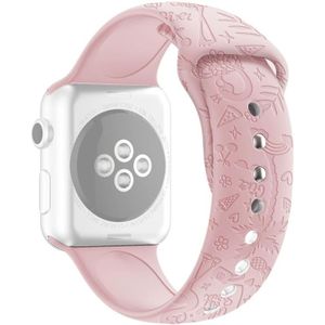Flamingo Embossing Silicone Watchband voor Apple Watch Series 7 45 mm / 6 & SE & 5 & 4 44mm / 3 & 2 & 1 42mm (Retro Rose)