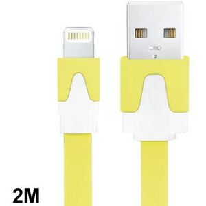 2m Noodle Style USB Sync Data / Charging Cable  For iPhone 6 & 6 Plus  iPhone 6s & 6s Plus  iPhone 5 & 5S & 5C  iPad Air  iPad mini  mini 2 Retina  Compatible with up to iOS 11.02(Yellow)