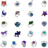 5 PCS Temperature Sensitive Discoloration Adjustable Open Ring(Heart Gem)