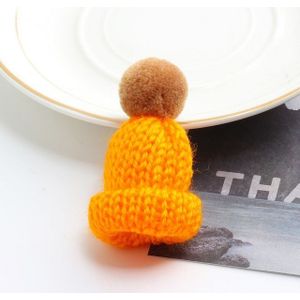 12PCS Cute Mini Knitted Hairball Hat Brooch Sweater Pins Badge(Orange)