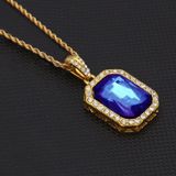 Hip Hop Mini Rhinestone Colorful Pendant Twist Necklace for Men(Gold and Blue)