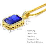 Hip Hop Mini Rhinestone Colorful Pendant Twist Necklace for Men(Gold and Blue)