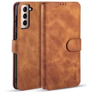 For Samsung Galaxy S21 5G DG.MING Retro Oil Side Horizontal Flip Case with Holder & Card Slots & Wallet(Brown)