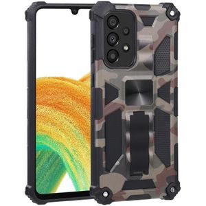 Voor Samsung Galaxy A33 5G Camouflage Armor Shockproof TPU + PC Magnetic Protective Phone Case met houder (Army Green)