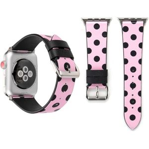 Simple Fashion Dot Pattern Genuine Leather Wrist Watch Band for Apple Watch Series 3 & 2 & 1 42mm(Pink+Black)