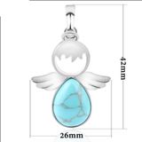 Women Angel Wings Pendants Natural Crystal Stone Necklaces(Brown Sand)
