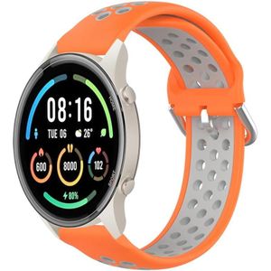 Voor Xiaomi MI Watch Sport 22 mm geperforeerde ademende sport siliconen horlogeband (oranje + grijs)