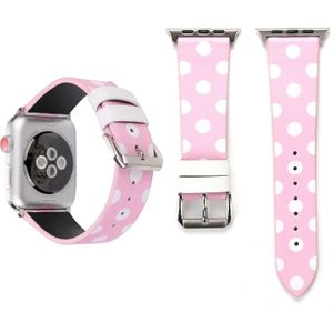 Simple Fashion Dot Pattern Genuine Leather Wrist Watch Band for Apple Watch Series 3 & 2 & 1 42mm(Pink+White)