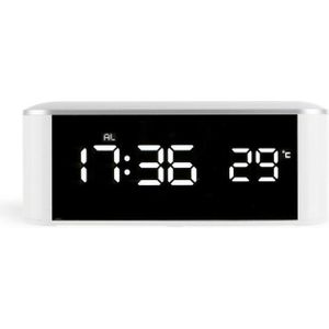 Home LED Mirror Multifunction Electronic Clock Mirror Clock Household Thermometer(White Word)