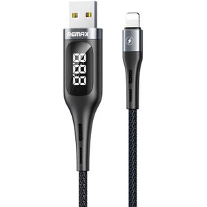REMAX RC-096i Leader 1.2m 2.1 USB to 8 Pin Intelligent Digital Display Aluminum Alloy Braid Fast Charging Data Cable