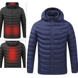 USB Heated Smart Constant Temperature Hooded Warm Coat for Men and Women (Color:Blue Size:S)