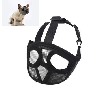 Pet Bulldog Mouth Cover Mask Pet Supplies?Full Net Cover Version  Size:L(Black)