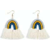 2 Pairs Personalized Tassel Bohemian Earrings Hand-Woven Retro Earrings(Gray Colorful )