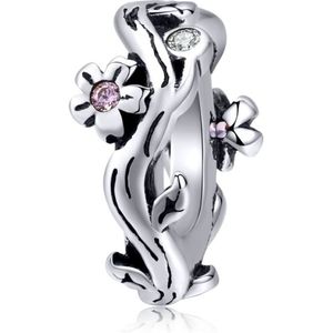 S925 Sterling Silver Pendant Cherry Blossom Branch Beads DIY Bracelet Necklace Accessories