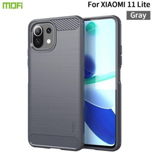 For Xiaomi Mi 11 Lite MOFI Gentleness Series Brushed Texture Carbon Fiber Soft TPU Case(Gray)