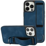 Voor iPhone 13 Pro Polsbandhouder Leather Back Phone Case(RoyalBlue)
