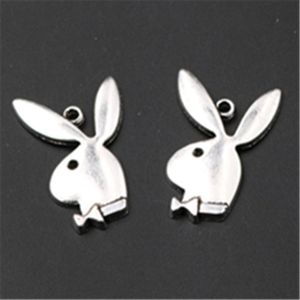 100PCS Antique silver Handsome rabbit gentleman charm earring Necklace DIY  jewelry alloy Pendants A792