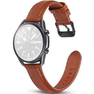 For Samsung Galaxy Watch 3 45mm Flat Texture Leather Replacement Strap(Dark Brown)