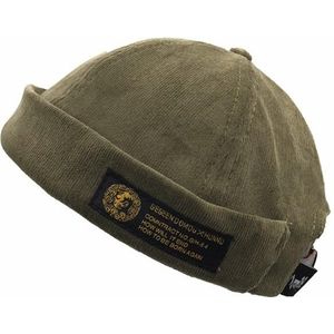 A16 Fall and Winter Corduroy Short Retro Beanie for Men and Women  Size:One Size(Dark Green)