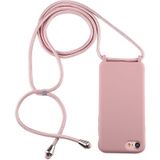 For iPhone 8 / 7 Candy Color TPU Protective Case with Lanyard(Dark Pink)
