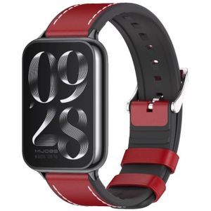 Voor Xiaomi Mi Band 8 Pro Mijobs TPU lederen horlogeband (rood zwart)