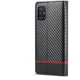 LC.IMEEKE Carbon Fiber PU + TPU Horizontal Flip Leather Case with Holder & Card Slot & Wallet For Samsung Galaxy A71 4G / M70s(Horizontal Black)