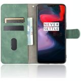 For OnePlus 6 Solid Color Skin Feel Magnetic Buckle Horizontal Flip Calf Texture PU Leather Case with Holder & Card Slots & Wallet(Green)