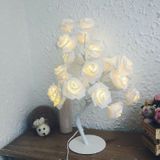 Rose Bedside Night Light Girl Heart Room Decoration Table Lamp  AC 220V(White Base)