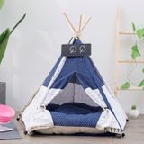 Cotton Canvas Pet Tent Cat and Dog Bed with Cushion  Specification: Medium 50×50×60cm(White Dots)