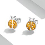 S925 Sterling Zilver Oranje Lieveheersbeestje Oor Studs Dames Oorbellen