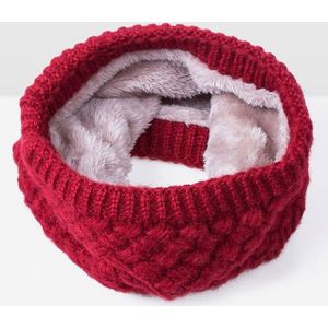 Winter Plus Velvet Thicken Warm Pullover Knit Scarf  Size:47 x 22cm(Dark Red )