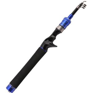 Telescopic Lure Rod Mini Fishing Rod Portable Fishing Tackle  Length: 1.8m(Blue Curved Handle)