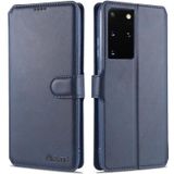 Voor Samsung Galaxy S21 Ultra 5G AZNS Kalf Textuur Horizontale Flip Lederen Case met Houder & Kaart Slots & Portemonnee & Foto Frame (Blauw)