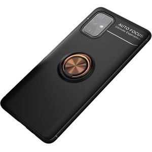 For Galaxy A71 5G Metal Ring Holder 360 Degree Rotating TPU Case(Black+Rose Gold)