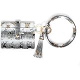 Wrist Ring PU Leather Card Case Key Chain Coin Purse(White Snake )
