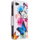 For iPhone 8 & 7 Colored Drawing Pattern Zipper Horizontal Flip Leather Case with Holder & Card Slots & Wallet(Two Butterflies)